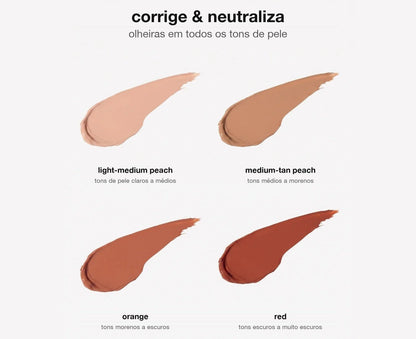 Quatro tons: corrige e neutraliza olheiras em todos os tons de pele